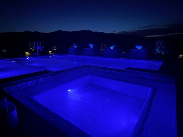 Beautiful Pool with Blue Lights and View
